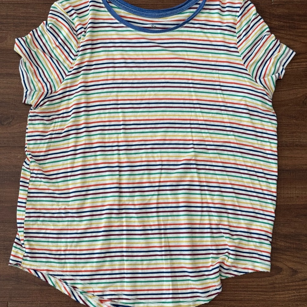 So Favorite Crew Striped Rainbow Tee Size L
